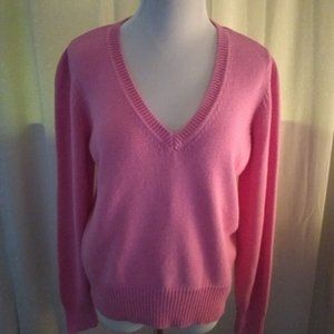 PRETTY IN PINK V NECK SWEATER LRG